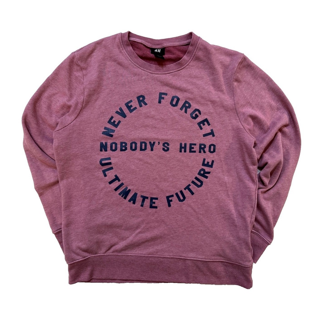 H&M Sweatshirt‎ Womens M Purple Graphic Slogan Oversized Crewneck